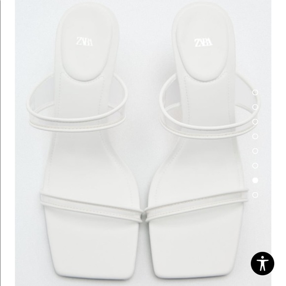 High heel white sandals with thin vinyl straps. Squared toe. Comfortable classy - Picture 6 of 7